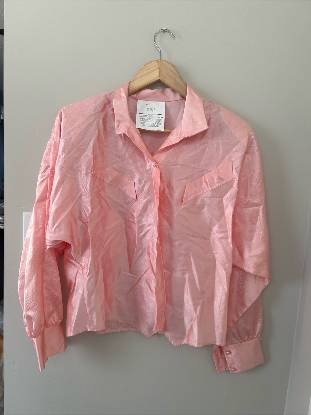 Vintage Lightweight Pink Satin Button-Up Jacket